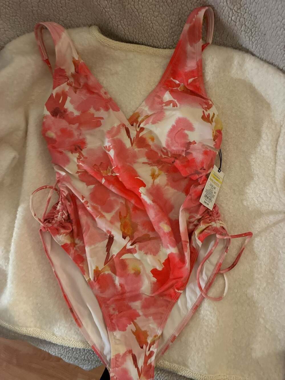 Shade & Shore Women's Floral Plunge Side-Tie One-Piece Swimsuit